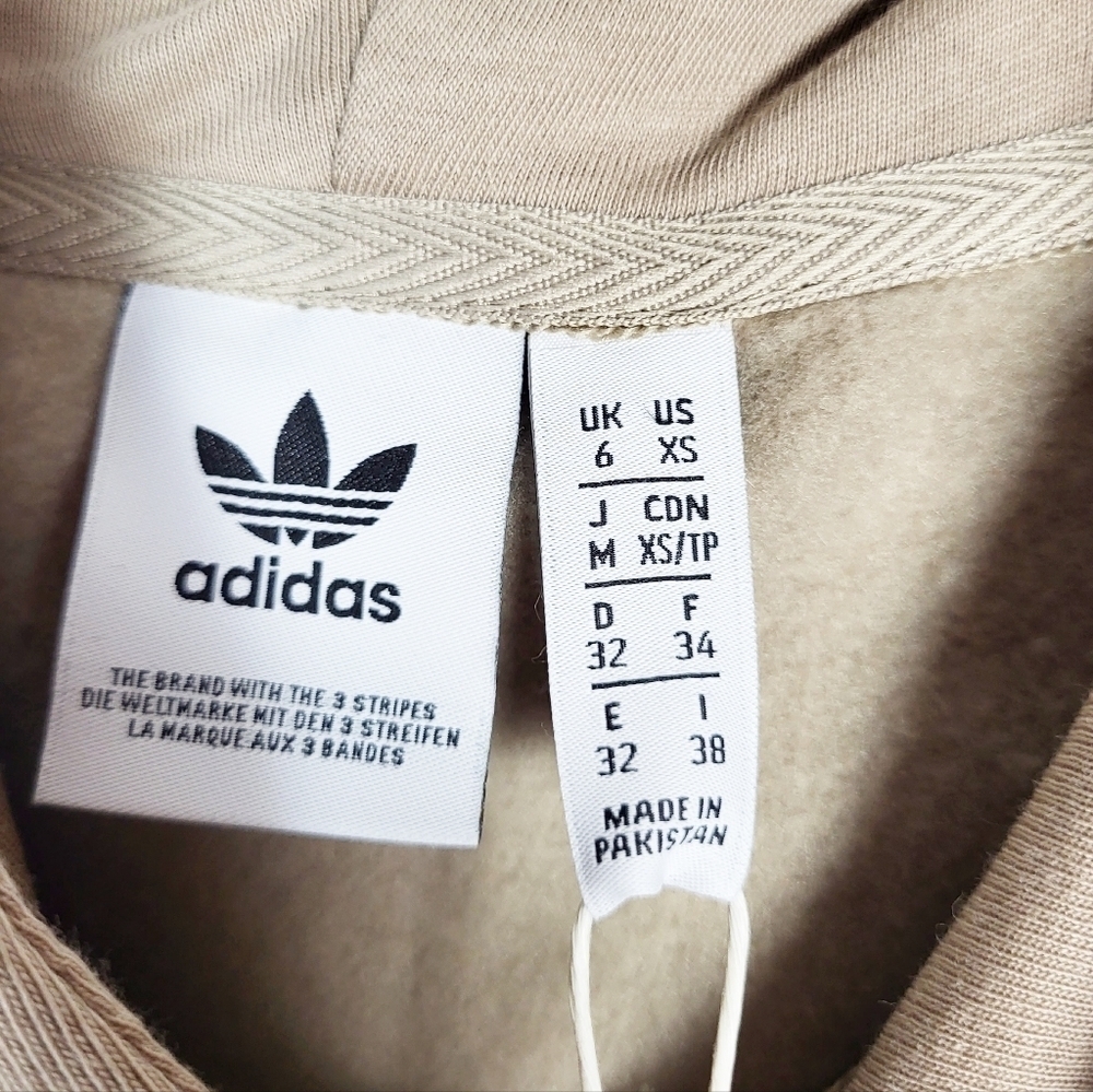 ADIDAS cropped pullover hoodie in trace khaki NWT streetwear - Picture 5 of 6
